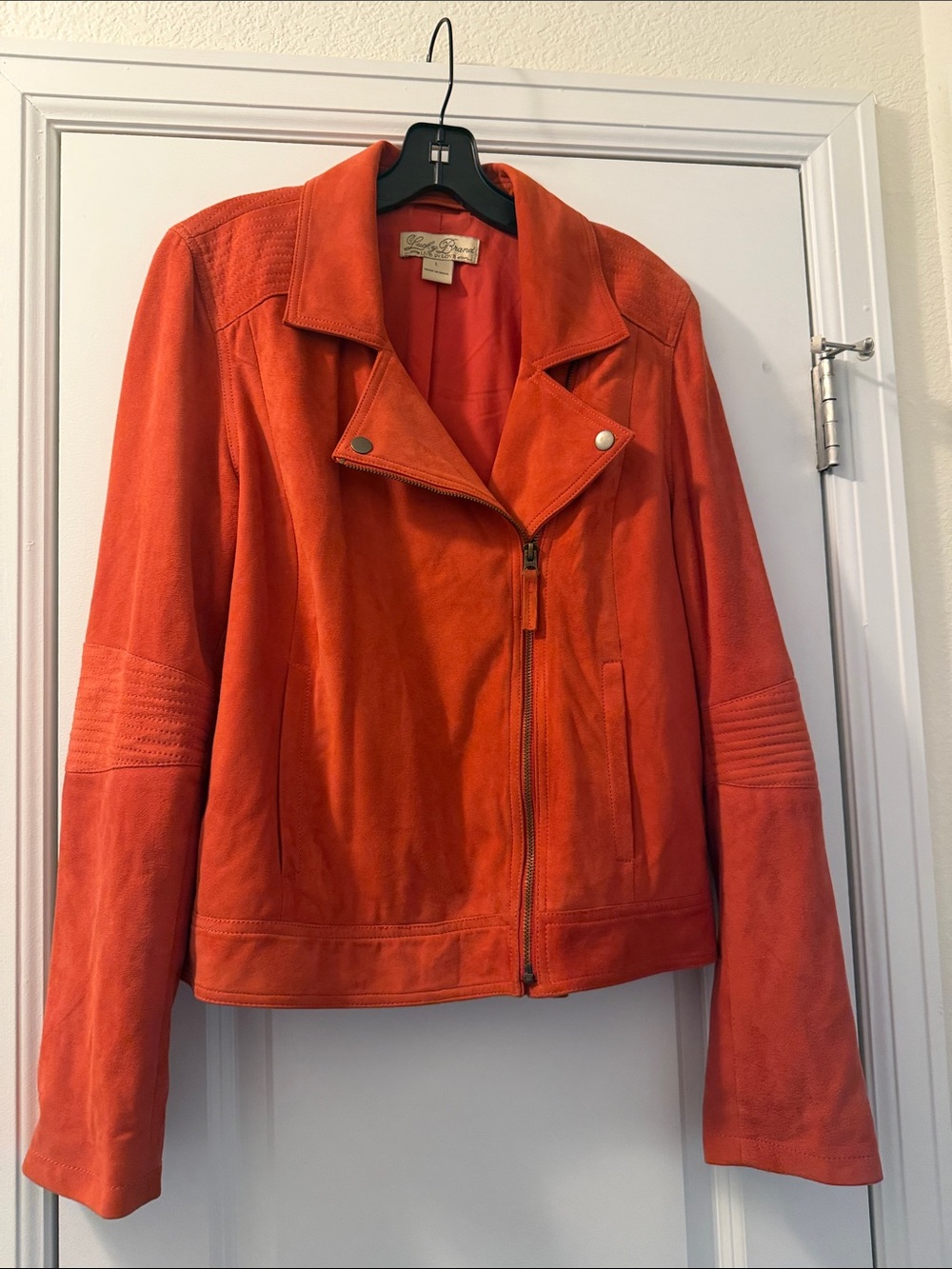 Lucky Brand Suede Moto Jacket - Orange